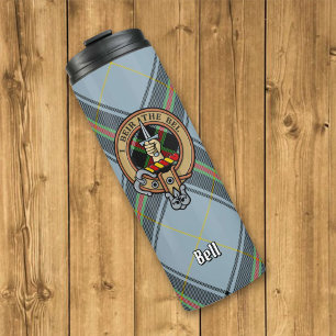 Clan Bell Wappen über Tartan Thermosbecher