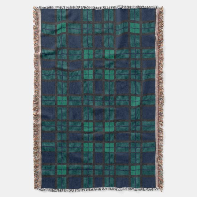 Clan Black Watch Tartan Kariert Blue Green Karo Decke (Vorderseite Vertikal)