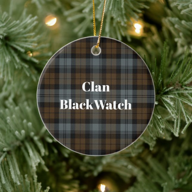 Clan BlackWatch gewitterter Tartan Keramik Ornament (Baum)