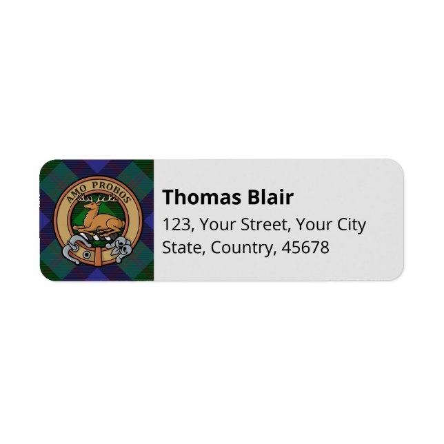 Clan Blair Tartan Étiquette (Devant)