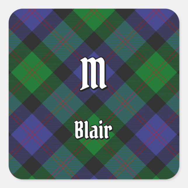 Clan Blair Tartan Square Sticker (Vorderseite)