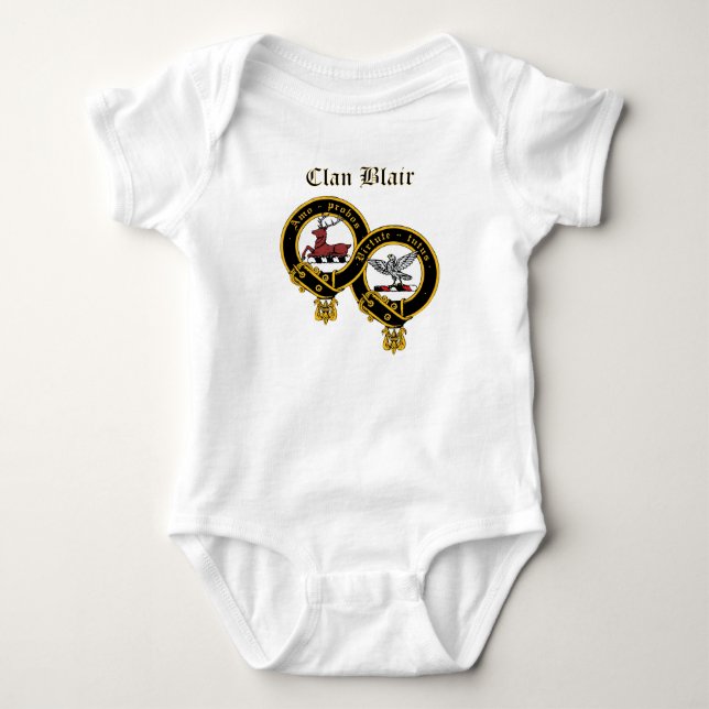Clan Blair Wappen mit Name Baby Jumper Baby Strampler (Vorderseite)