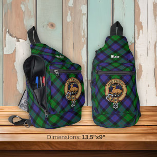 Clan Blair Wappen über Tartan Crossbody Bag