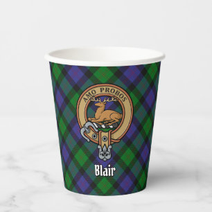 Clan Blair Wappen über Tartan Paper Cups Pappbecher