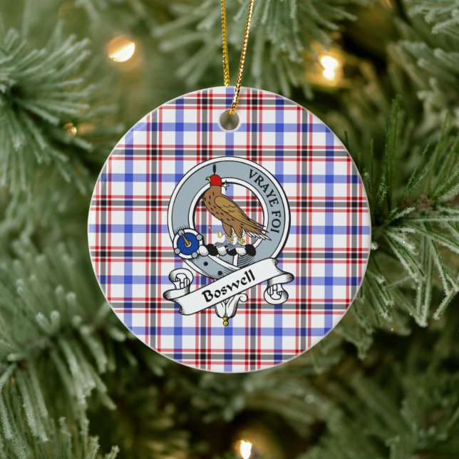 Clan Boswell Modern Badge Tartan Plaid Keramik Ornament (Baum)