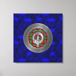 Clan Boyd Wappen & Tartan Knot on Thistle Leinwanddruck