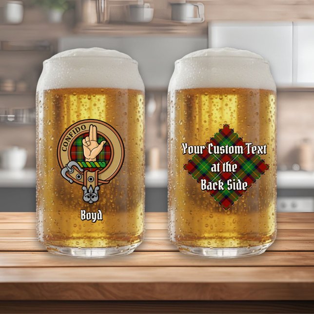Clan Boyd Wappen über Tartan Dosenglas (Von Creator hochgeladen)