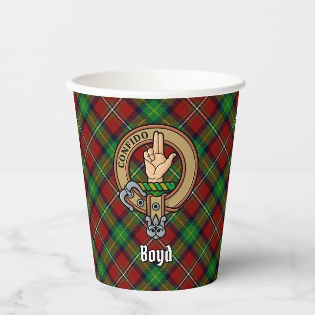 Clan Boyd Wappen über Tartan Pappbecher (Vorderseite)