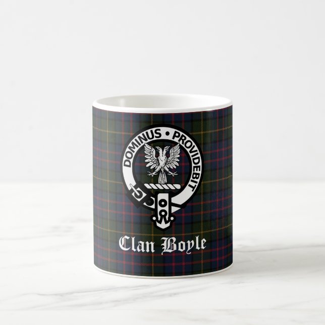 Clan Boyle Wappen Abzeichen & Tartan Kaffeetasse (Mittel)