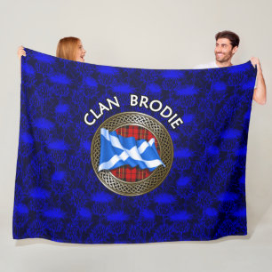 Clan Brodie Tartan Knot & Flag Fleecedecke