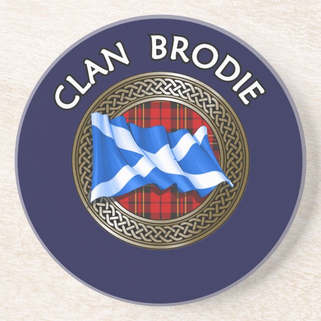 Clan Brodie Tartan Knot & Flag Getränkeuntersetzer (Vorne)
