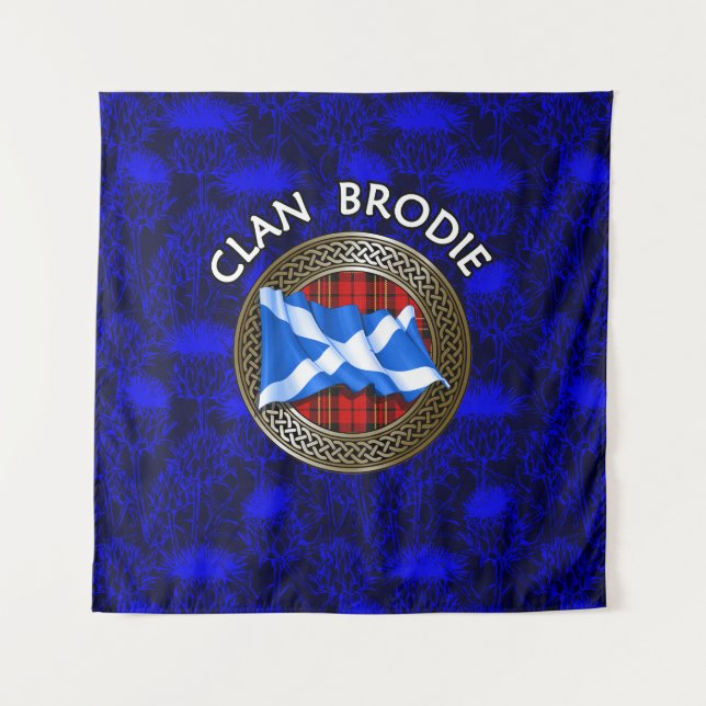 Clan Brodie Tartan Knot & Flag Wandteppich (Vorderseite)