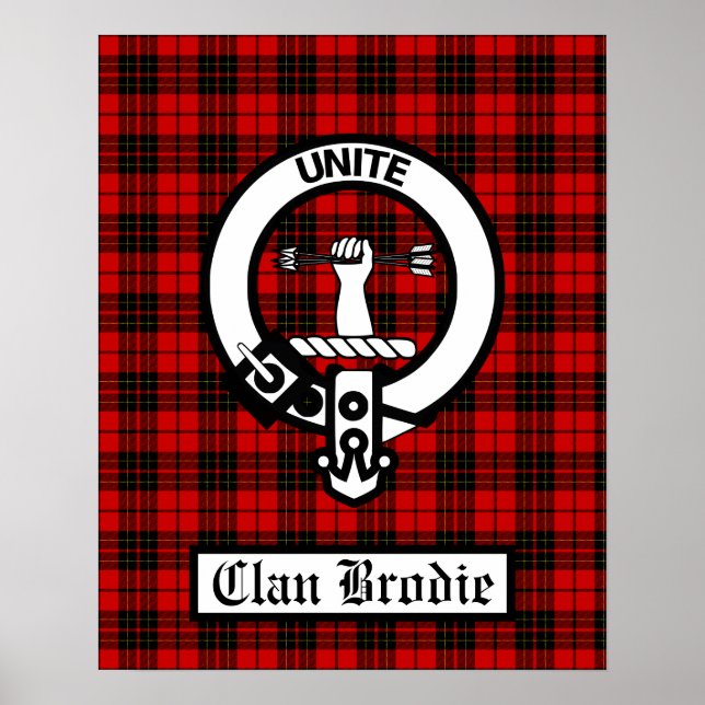 Clan Brodie Wappen Abzeichen & Tartan Poster (Vorne)