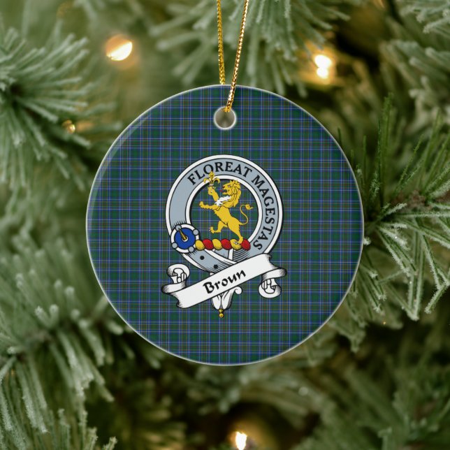 Clan Broun Abzeichen Tartan Kariert Keramik Ornament (Baum)