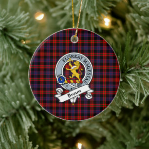 Clan Broun Modern Abzeichen Tartan Kariert Keramik Ornament