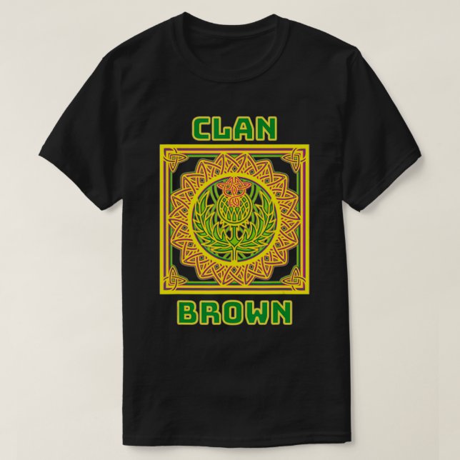 Clan Brown Scottish Celtic Thistle  T-Shirt (Design vorne)