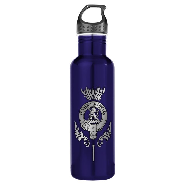 Clan Brown Wappen & Scottish Thistle Edelstahlflasche (Vorderseite)
