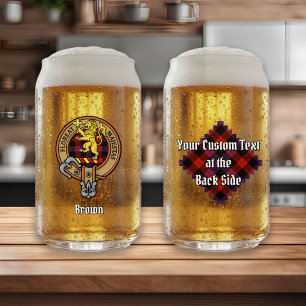 Clan Brown Wappen über Tartan Dosenglas