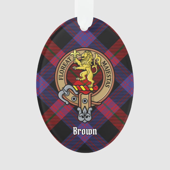 Clan Brown Wappen über Tartan Ornament (Vorderseite)
