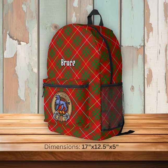 Clan Bruce Crest over Tartan Bedruckter Rucksack (Von Creator hochgeladen)