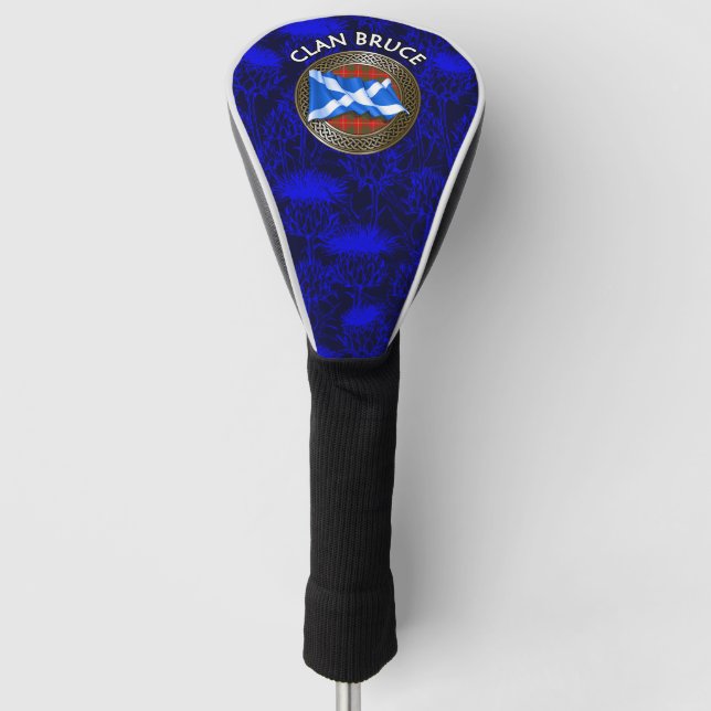 Clan Bruce Tartan Knot & Flag Golf Headcover (Vorderseite)