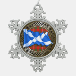 Clan Bruce Tartan Knot & Flag Schneeflocken Zinn-Ornament