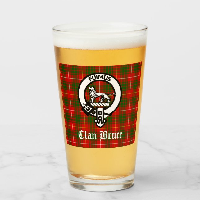 Clan Bruce Wappen Abzeichen & Tartan Glas (Vorne (Gefüllt))