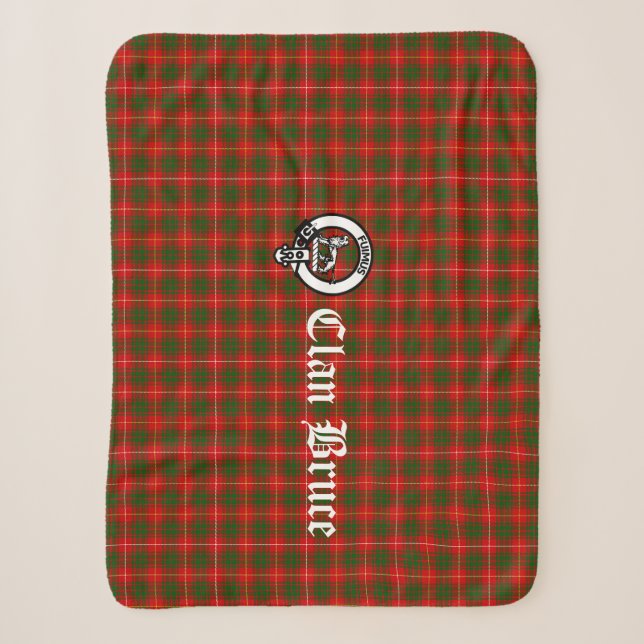 Clan Bruce Wappen Abzeichen und Tartan Sherpadecke (Vorderseite)