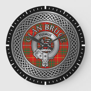 Clan Bruce Wappen & Tartan Knot Große Wanduhr