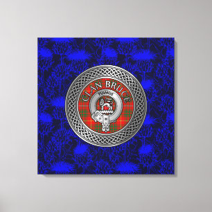 Clan Bruce Wappen & Tartan Knot on Thistle Leinwanddruck
