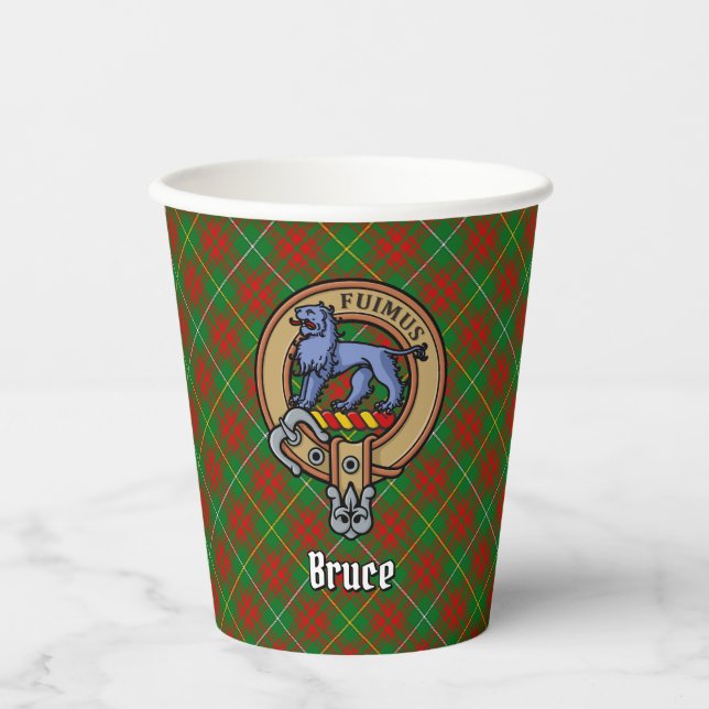 Clan Bruce Wappen über die Jagd auf Tartan Pappbecher (Vorderseite)