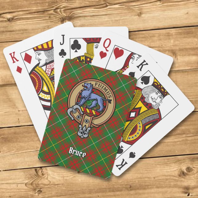 Clan Bruce Wappen über die Jagd auf Tartan Spielkarten (Von Creator hochgeladen)