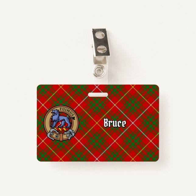 Clan Bruce Wappen über Tartan Ausweis (Vorderseite mit Klammer)