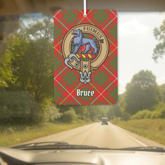 Clan Bruce Wappen über Tartan Autolufterfrischer (Von Creator hochgeladen)