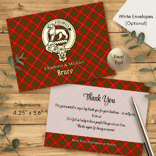 Clan Bruce-Wappen über Tartan Folie Einladungspostkarte
