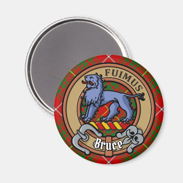 Clan Bruce Wappen über Tartan Magnet (Vorderseite/Rückseite)