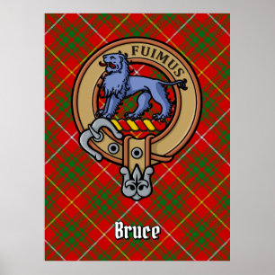 Clan Bruce Wappen über Tartan Poster