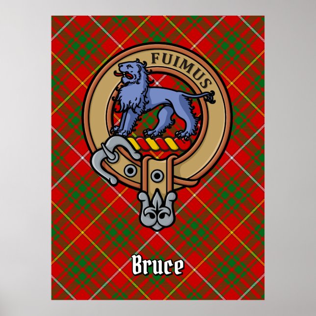 Clan Bruce Wappen über Tartan Poster (Vorne)