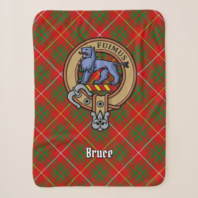 Clan Bruce Wappen über Tartan Sherpadecke (Vorderseite)