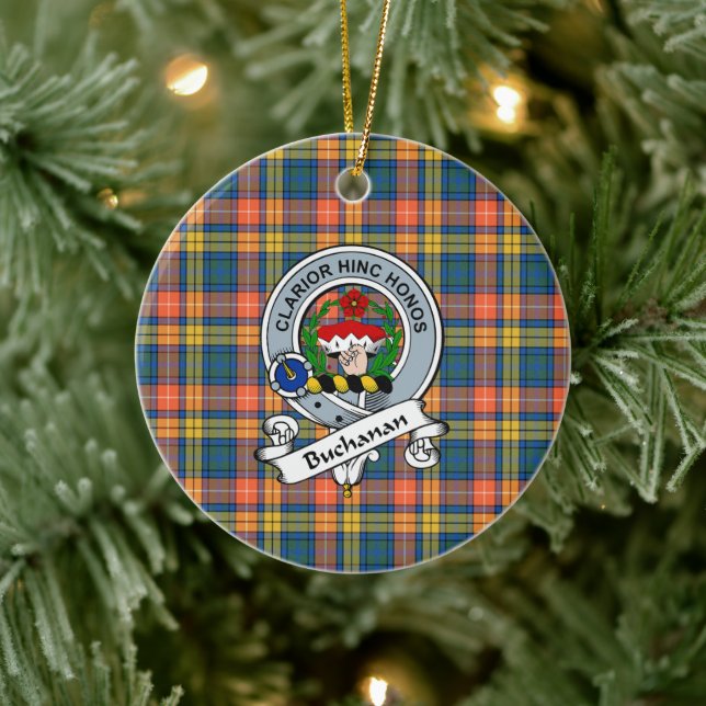 Clan Buchanan Ancient Badge Tartan Plaid Keramik Ornament (Baum)