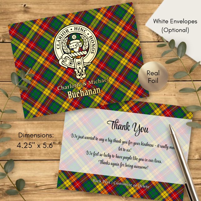 Clan Buchanan Crest over Tartan Folie Einladungspostkarte (Von Creator hochgeladen)