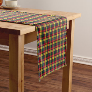 Clan Buchanan Green und Yellow Scottish Tartan Kurzer Tischläufer