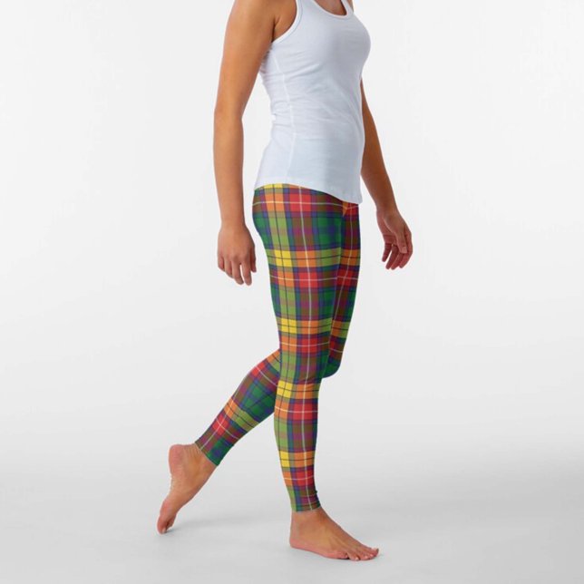 Clan Buchanan Scottish Kariert Red Green Yellow Leggings (Von Creator hochgeladen)