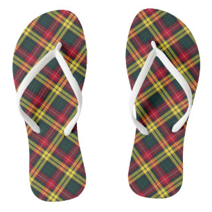 Clan Buchanan Tartan Rot, Gelb und Grün Kariert Flip Flops
