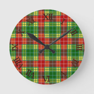 Clan Buchanan Tartan Runde Wanduhr