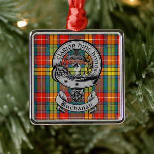 Clan Buchanan Wappen Abzeichen & Tartan Ornament Aus Metall
