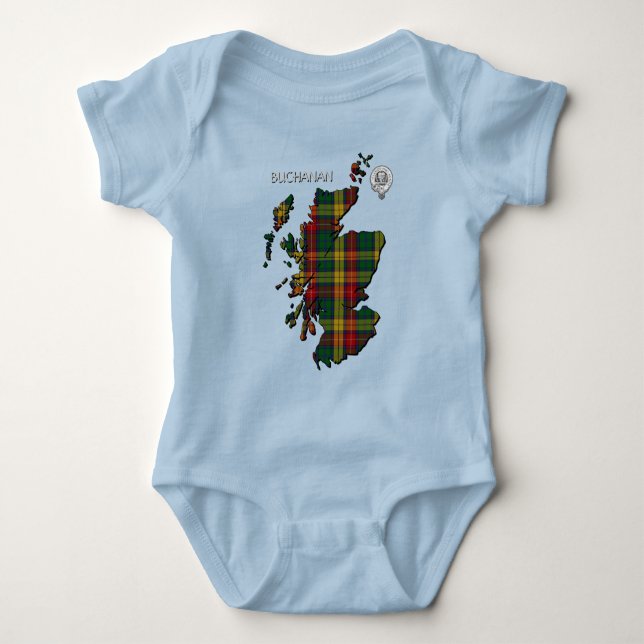 Clan Buchanan Wappen & Tartan Karte Baby Strampler (Vorderseite)