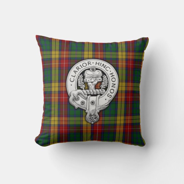 Clan Buchanan Wappen & Tartan Kissen (Vorderseite)
