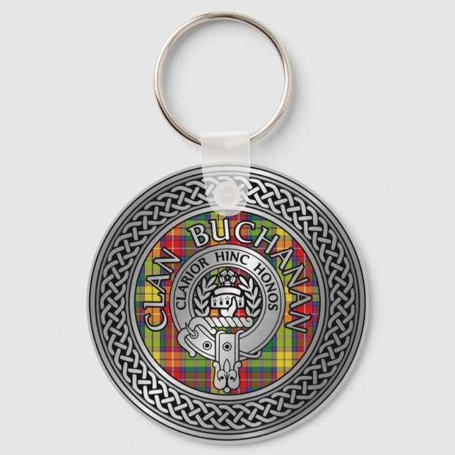 Clan Buchanan Wappen & Tartan Knot Schlüsselanhänger (Vorderseite)