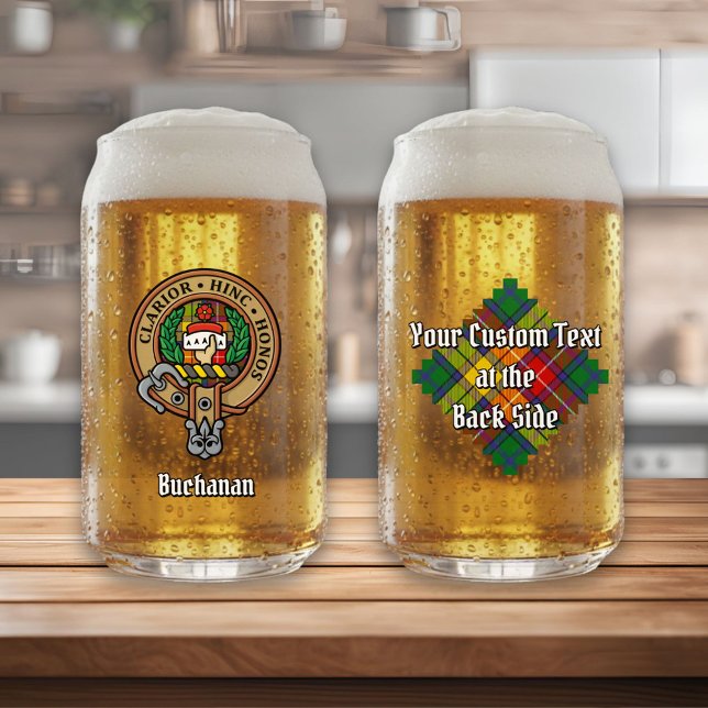 Clan Buchanan Wappen über Tartan Dosenglas (Von Creator hochgeladen)